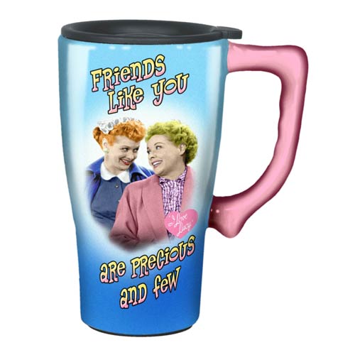 I Love Lucy Friends Blue Travel Mug with Handle